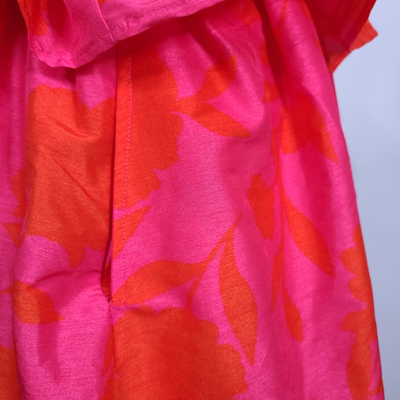 Kate Spade Target Pink Red Floral Peplum Midi Dress 12 Sleeveless V Neck Pockets - Picture 9 of 15